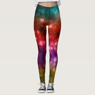 Leggings Turquoise, rouge, pourpre et Chartreuse Bokeh Abst