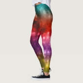 Leggings Turquoise, rouge, pourpre et Chartreuse Bokeh Abst (Gauche)