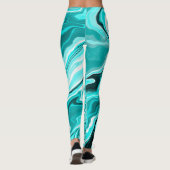 Leggings Turquoise, Turquoise et Marbre blanc (Dos)