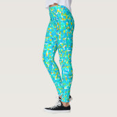 Leggings Turquoise Vert Bleu Jaune Abstrait Motif (Gauche)