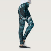 Leggings Turquoise Vert Bleu Noir Abstrait Motif (Droite)