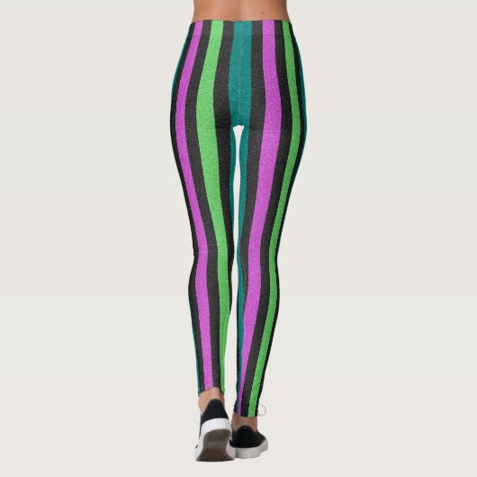Leggings Turquoise, Vert citron, Parties scintillant rose c (Dos)
