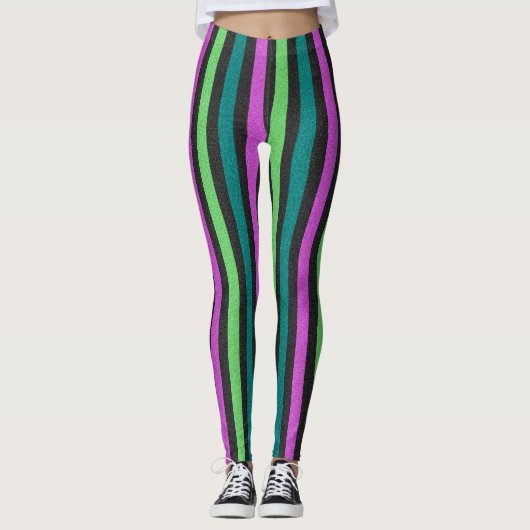 Leggings Turquoise, Vert citron, Parties scintillant rose c (Devant)