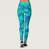 Leggings Turquoise Vert Cyan Bleu Motif (Dos)