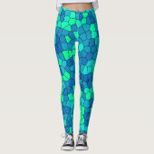 Leggings Turquoise Vert Cyan Bleu Motif (Devant)