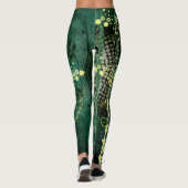 Leggings Turquoise vert et jaune Abstrait Motif Grunge (Dos)