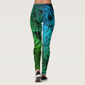 Leggings Turquoise vert ombre tropicale feuille de palmier  (Dos)