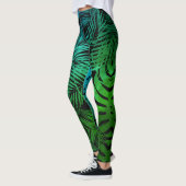 Leggings Turquoise vert ombre tropicale feuille de palmier  (Gauche)