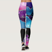 Leggings Turquoise violet argenté noir marbré Agate et Part (Dos)