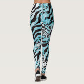 Leggings Turquoise Zebra Imprimer Abstrait (Dos)