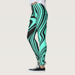 Leggings turquoises bleus noirs rayés - Choisir la<br><div class="desc">Vagues Abstraites Turquoises Bleues et Bleues Bleues - ou Choisissez / ajoutez vos couleurs arrière - plans préférées ! Conception MIGNÉE</div>