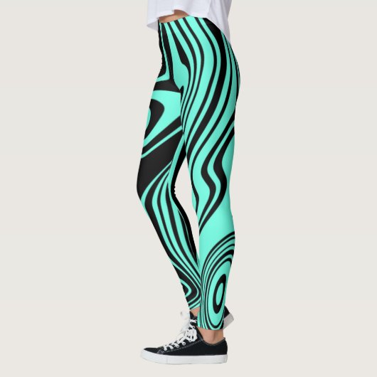 Leggings turquoises bleus noirs rayés - Choisir la (Gauche)