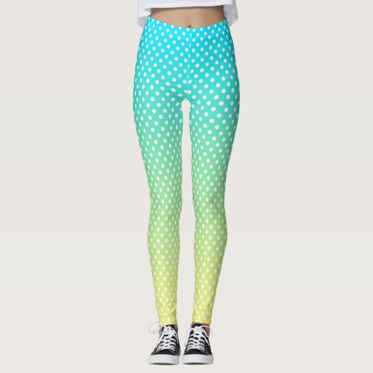 Leggings Turquoises de Gradient Jaune pois (Devant)