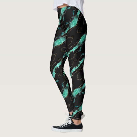 Leggings turquoises en or noir (Gauche)