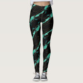 Leggings turquoises en or noir (Devant)