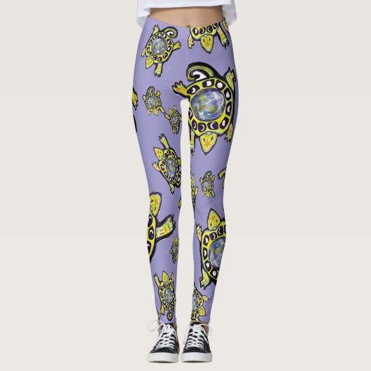 Leggings Turtle Earth Moon Maureen Girard Whimsical (Devant)