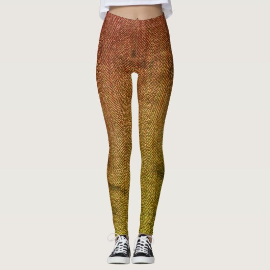 Leggings Tweed Texture du rose rouillé au vert, ZEA (Devant)