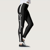 Leggings Typographie blanche sur BLACK (Droite)