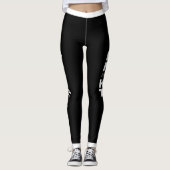 Leggings Typographie blanche sur BLACK (Devant)