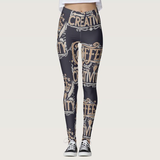 Leggings Typographie Café et Créativité (Devant)