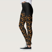 Leggings Typographie de Boo Orange Noir Motif Halloween (Gauche)