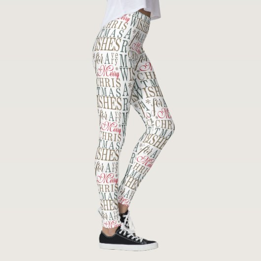 Leggings Typographie de souhaits chauds Rouge/Vert/Blanc ID (Droite)