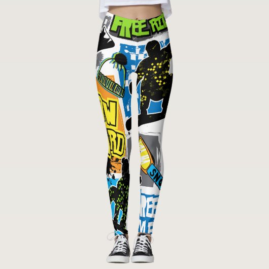 Leggings Typographie du snowboard : Arrière - plan d'Extrem (Devant)