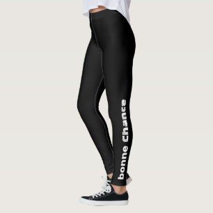 Leggings Typographie française "Bonne Chance" Élégante Mode