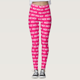 Leggings Typographie HO! HO! HO! Rose Chaud Blanc
