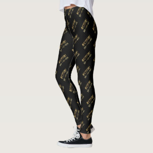 Leggings Typographie hollandaise du look noir et or