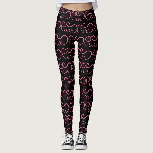 Leggings Typographie Ronronnement ROSE (Devant)