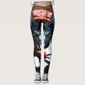 Leggings Ukiyo-e Punk city KIMONO Cats Leggings-THE 其の弐 レギ (Devant)