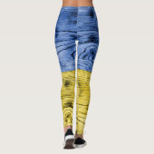 Leggings Ukraine drapeau bleu jaune motif de texture de boi (Dos)