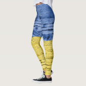 Leggings Ukraine drapeau bleu jaune motif de texture de boi (Gauche)