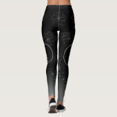 Leggings Ultimate Grey sur Black Chic coeur Motif de fleurs (Dos)