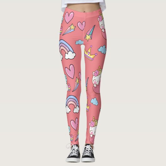 Leggings Un Arc-en-ciel magique Unicorn Motif fête d'annive (Devant)