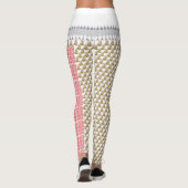Leggings un arrière - plan blanc avec des feuilles verts (Dos)