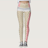 Leggings un arrière - plan blanc avec des feuilles verts (Devant)