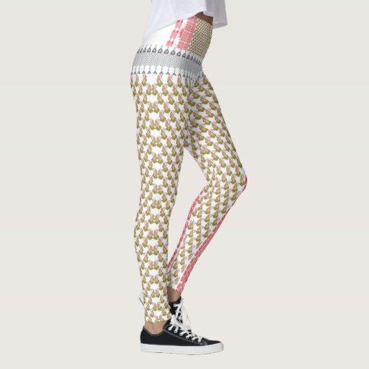 Leggings un arrière - plan blanc avec des feuilles verts (Droite)