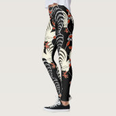 Leggings Un coq blanc et deux coqs noirs (Gauche)