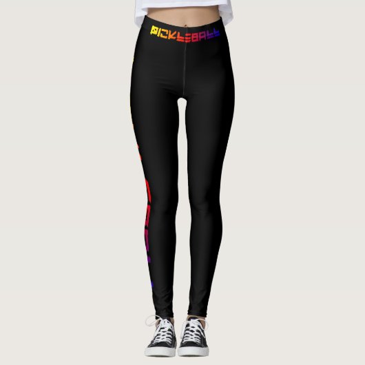 Leggings 😍 Un côté Awesble noir de Pickleball (Devant)
