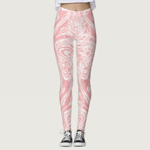 Leggings un design abstrait rose et blanc sur un fond blanc