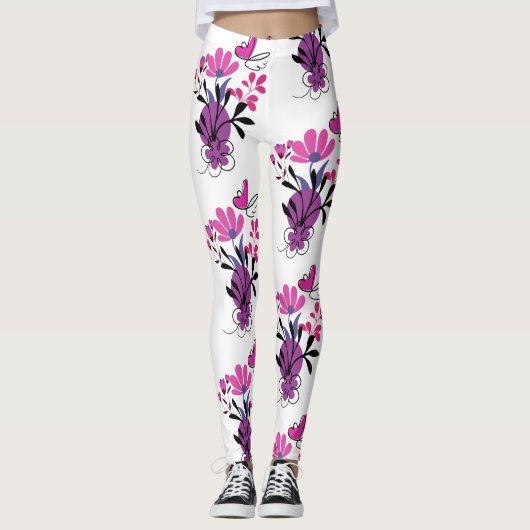 Leggings Un design de fleurs coloré tendance (Devant)