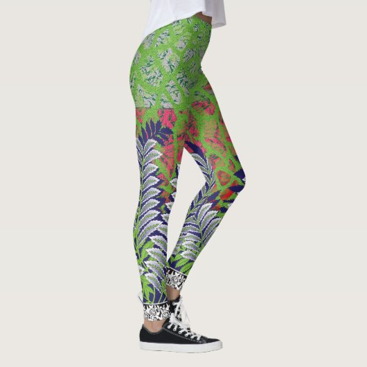 Leggings un design de motif vert et jaune (Droite)