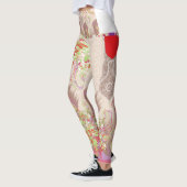 Leggings un design de vase rouge avec des fleurs dessus (Gauche)