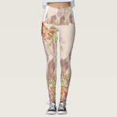Leggings un design de vase rouge avec des fleurs dessus (Devant)