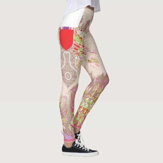 Leggings un design de vase rouge avec des fleurs dessus (Droite)