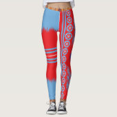 Leggings un design d'un motif rouge et bleu (Devant)
