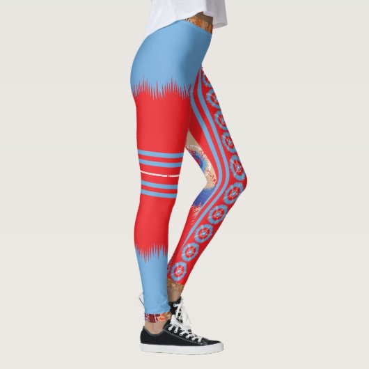 Leggings un design d'un motif rouge et bleu (Droite)