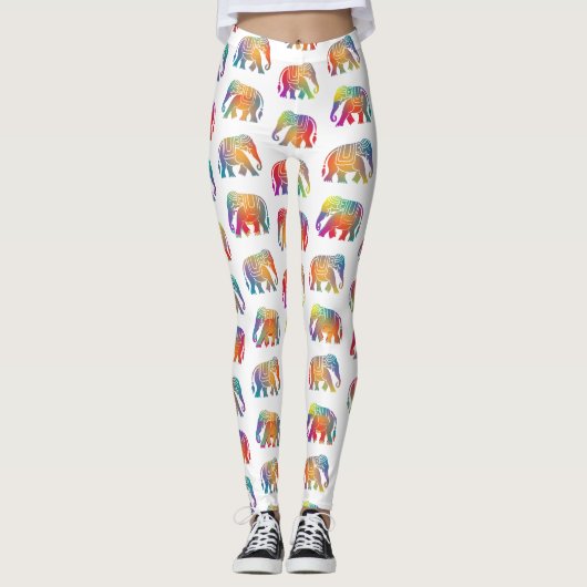 Leggings Un design éléphant de style rétro (Devant)